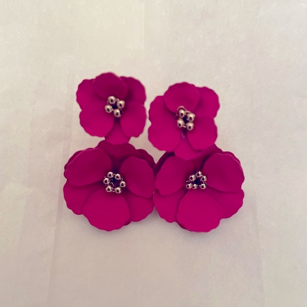 Rose Pink Flower Earrings
